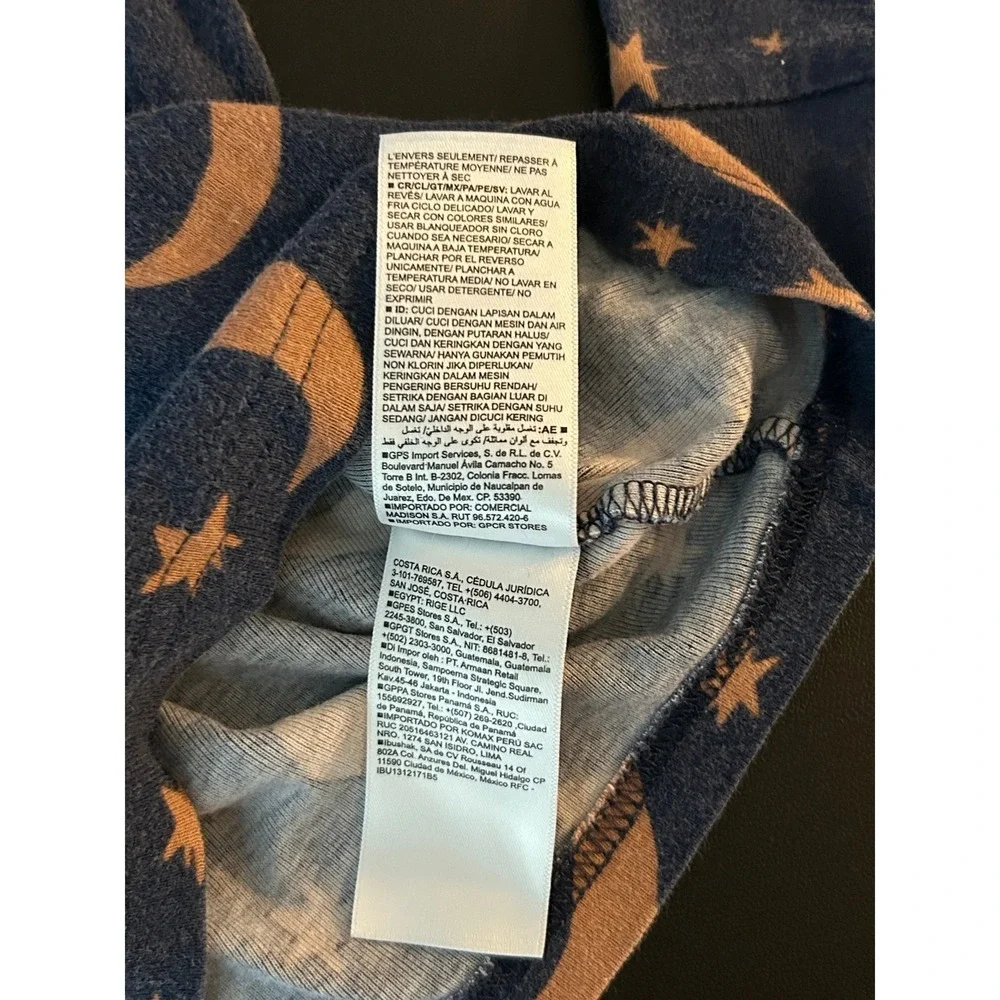 Old Navy Toddler 3T Pajama Top Navy Blue Moon Star Celestial Long Sleeve 1347
